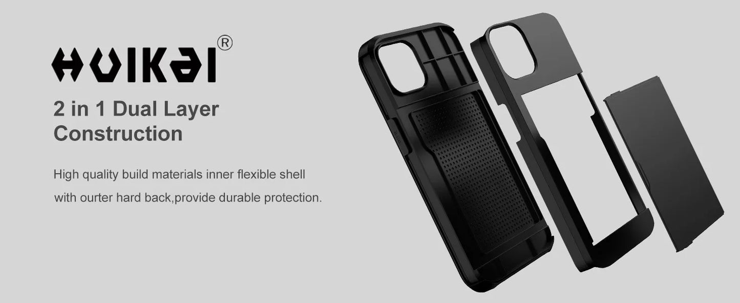 Case For iPhone 16 Pro Max 16 Plus 15 Pro 15 14 13 12 11 Wallet Card Holder Slide Slot Slim Hard PC Heavy Duty Protective Covers