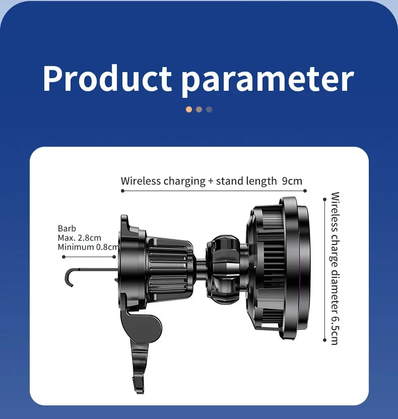 30W Ice Cooling Magnetic Wireless Car Charger Fast Charging Station for iPhone 15 14 13 Pro Max MacSafe Car Phone Holder Stand