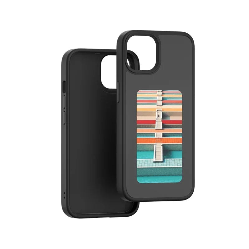 New designer Luxury NFC smart E ink screen Display mobile phone case cover for fundas iphone 15 15Pro 15Pro max DIY cases