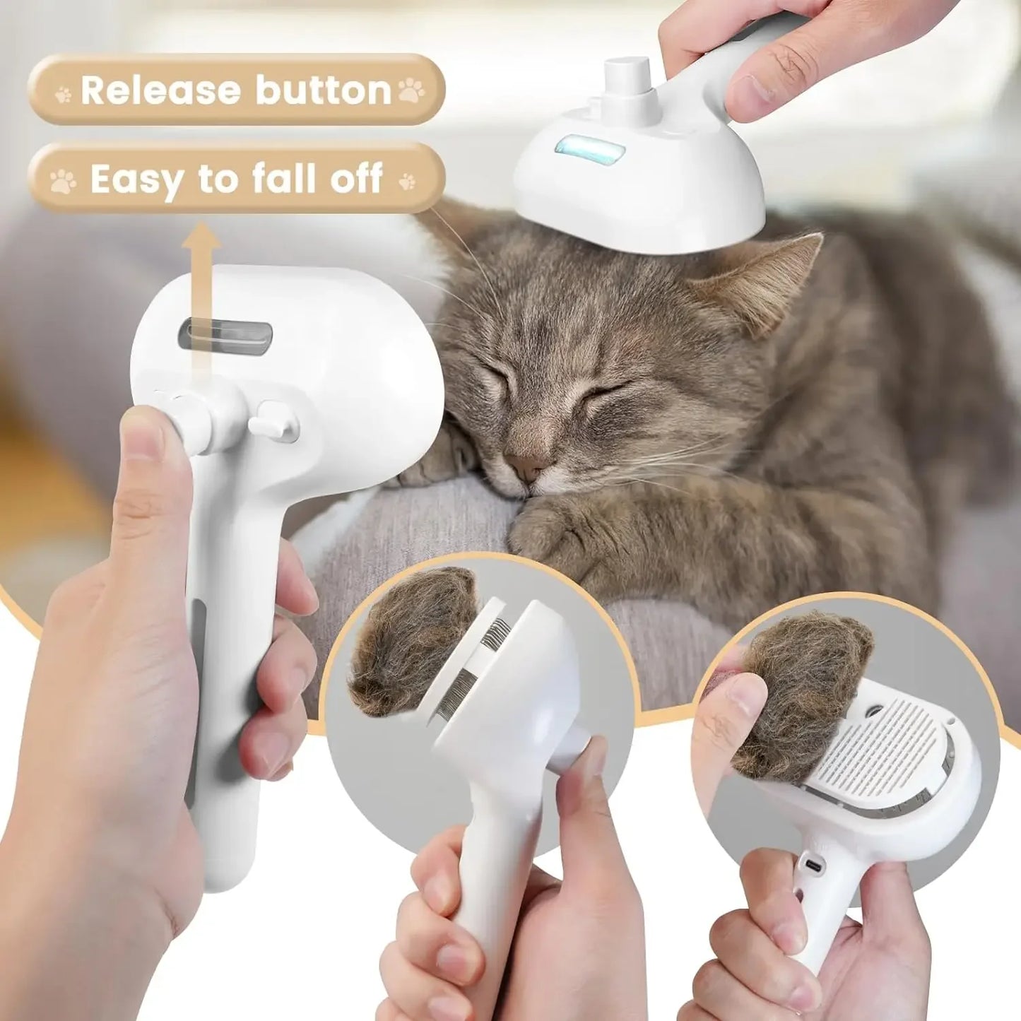 Pet Spray Hair Comb Pet Hair Remover Cleaning Brush Cats Grooming Accessories Tools Dematting Water Mist Humidifier Comb