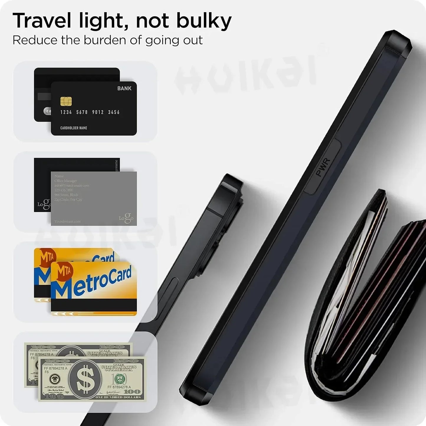 Case For iPhone 16 Pro Max 16 Plus 15 Pro 15 14 13 12 11 Wallet Card Holder Slide Slot Slim Hard PC Heavy Duty Protective Covers