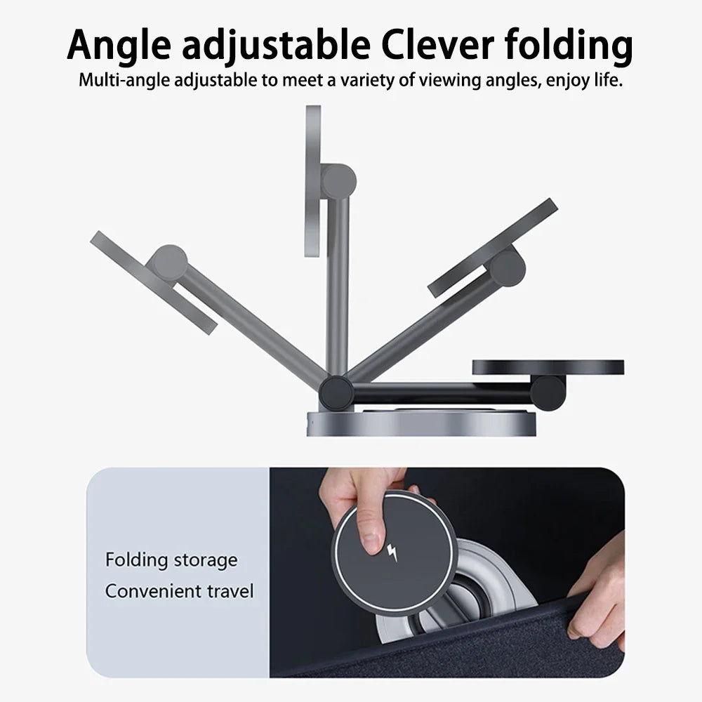 Magnetic wireless charger phone holder 2-in-1 15W fast charging station base suitable for iPhone 15 14 13 Pro Max watch AirPods