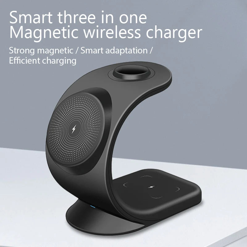 2024 3 in 1 Magnetic Wireless Charger for Smart Phone 5-15W Wireless Charging Station for Watch/Earphones Phone Holder/Bracket
