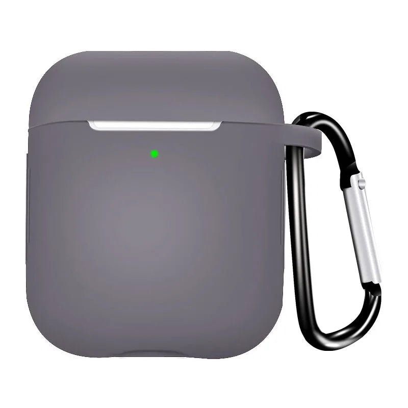 Silicone Earphone Case for AirPods 1/2 Gen Cover Case Wirless Headphones Skin-friendly Earbuds Case with Hook iPhone Case Bag