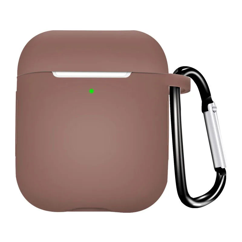 Silicone Earphone Case for AirPods 1/2 Gen Cover Case Wirless Headphones Skin-friendly Earbuds Case with Hook iPhone Case Bag