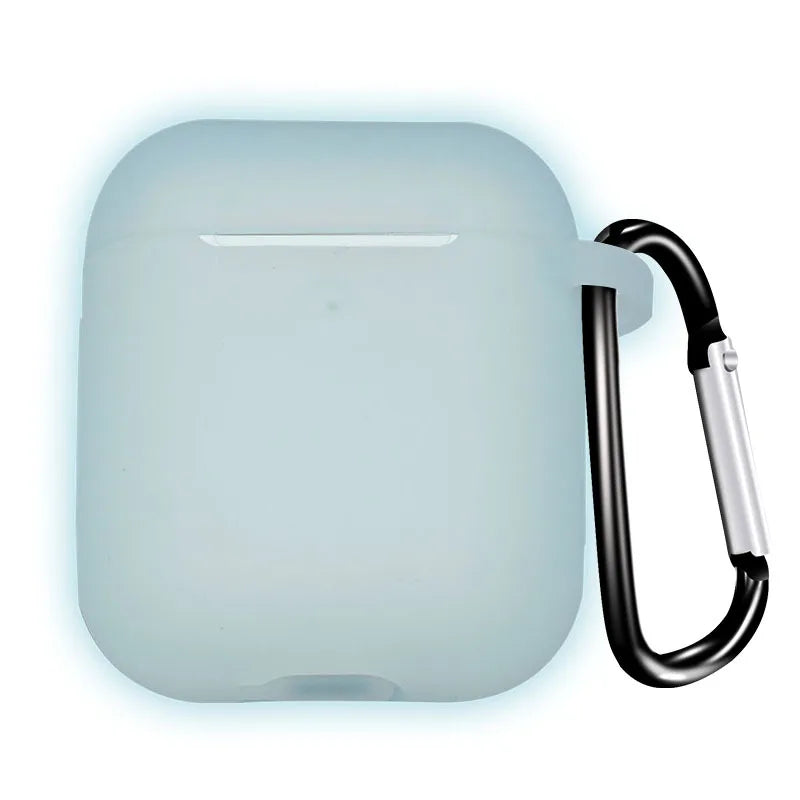 Silicone Earphone Case for AirPods 1/2 Gen Cover Case Wirless Headphones Skin-friendly Earbuds Case with Hook iPhone Case Bag