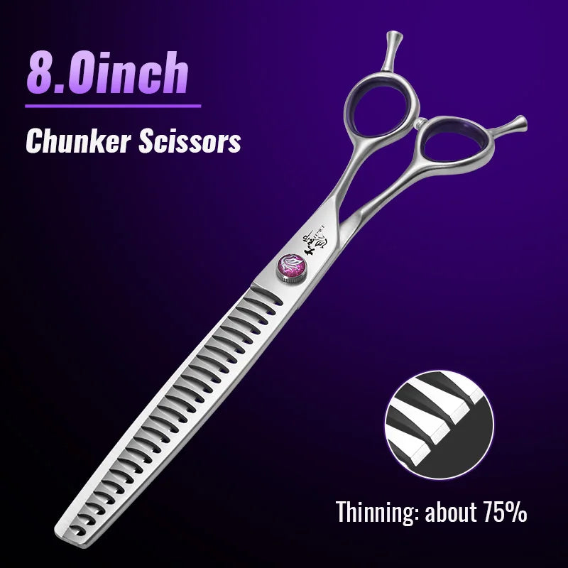 Fenice 7.0/7.5/8.0 inch  Professional Pet Grooming Shears Fishbone Teeth Straight/Curved Chunker Scissors JP440C Groomer Tools