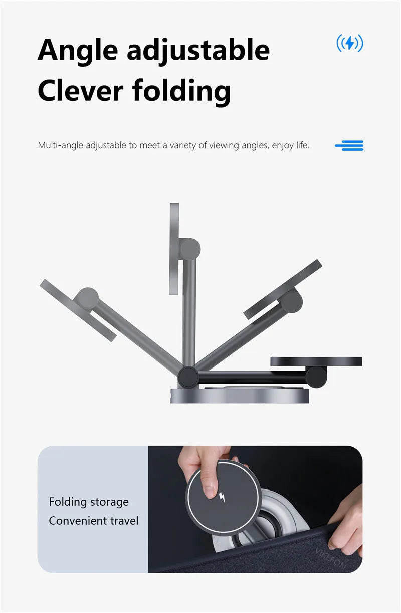 2 In 1 Magnetic Wireless Charger Stand Pad Foldable Fast Charging Station Dock For iPhone 15 14 13 Pro Max Mini Airpods Pro 2/3