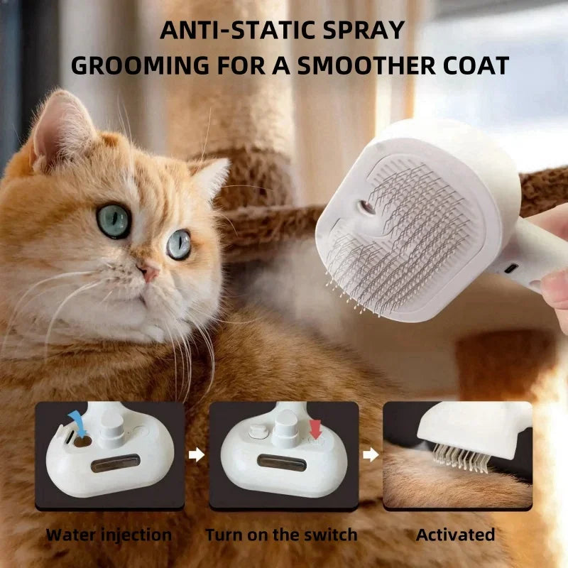 Pet Spray Hair Comb Pet Hair Remover Cleaning Brush Cats Grooming Accessories Tools Dematting Water Mist Humidifier Comb