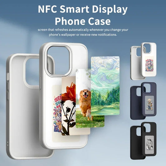 New designer Luxury NFC smart E ink screen Display mobile phone case cover for fundas iphone 15 15Pro 15Pro max DIY cases