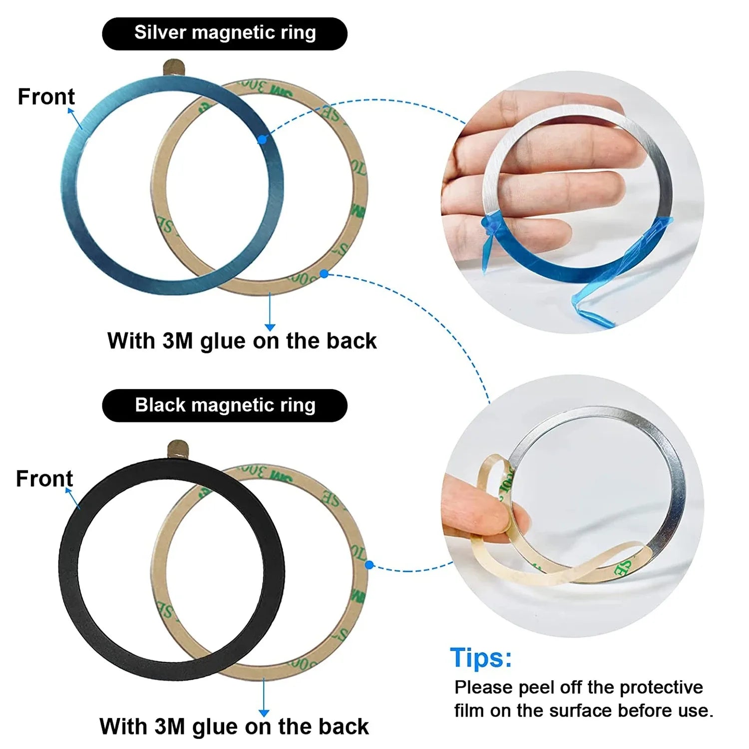 2024 Stainless Steel Universal Magnetic Metal Plate Ring For Magsafe Wireless Charger Iron Sheet Sticker Magnet Car Phone Holder