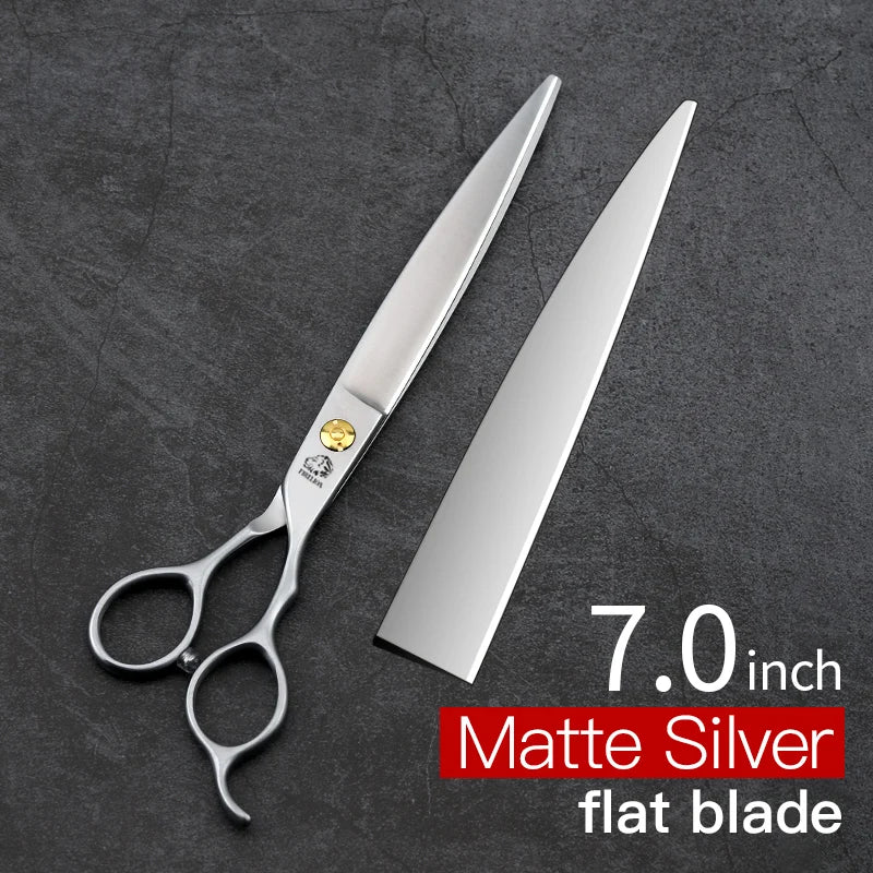 Japanese 440C Stainless Steel Dog Scissors 7.0/7.5 Inch Straight Dog Hair Cutting Shears Tool Profession Pet Grooming Scissors