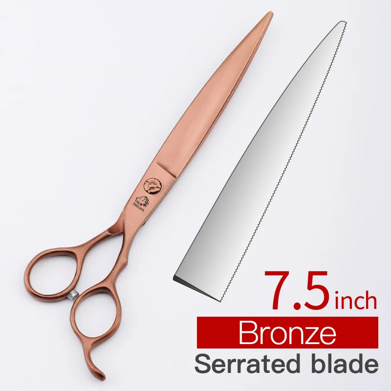 Japanese 440C Stainless Steel Dog Scissors 7.0/7.5 Inch Straight Dog Hair Cutting Shears Tool Profession Pet Grooming Scissors