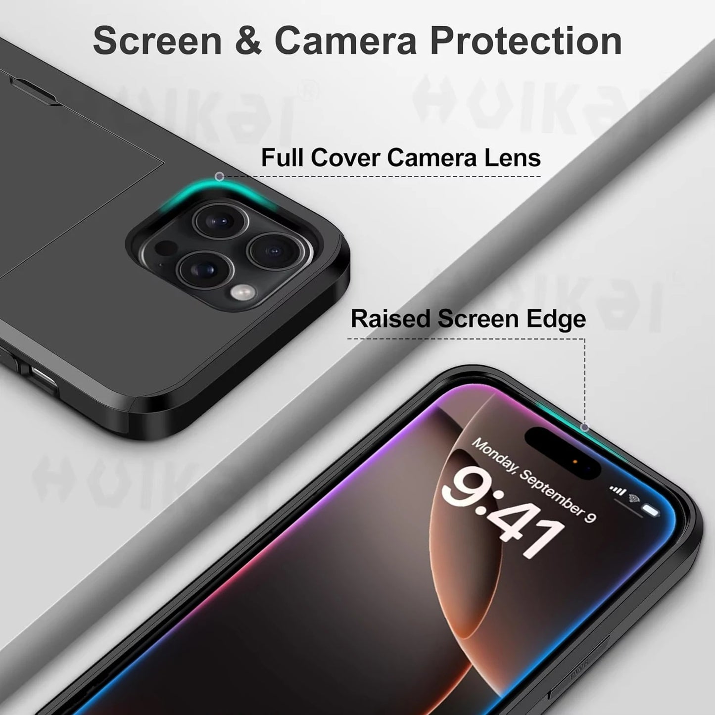 Case For iPhone 16 Pro Max 16 Plus 15 Pro 15 14 13 12 11 Wallet Card Holder Slide Slot Slim Hard PC Heavy Duty Protective Covers