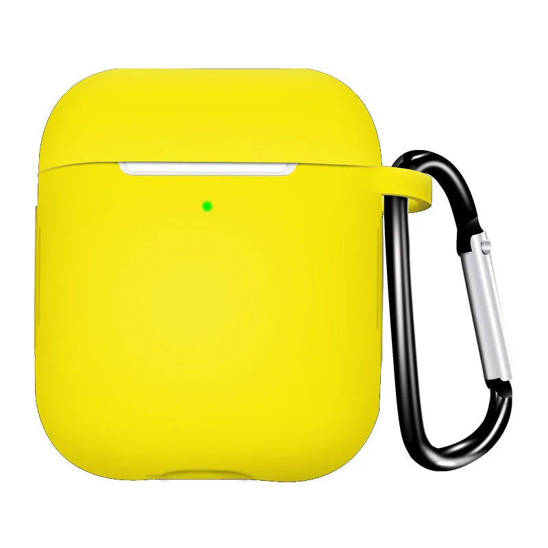 Silicone Earphone Case for AirPods 1/2 Gen Cover Case Wirless Headphones Skin-friendly Earbuds Case with Hook iPhone Case Bag
