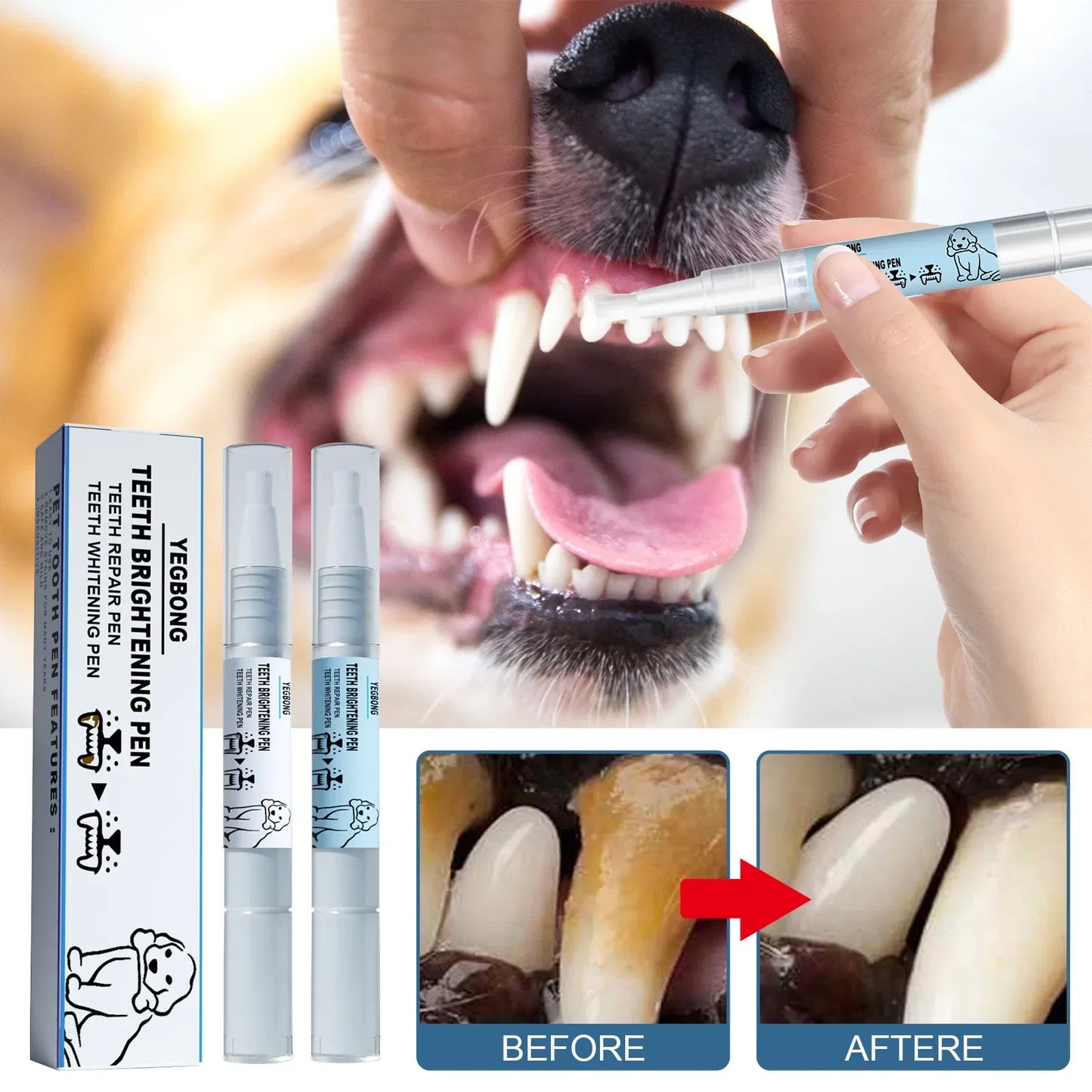 Pet Teeth Cleaning Tools Pet Grooming Toothbrush Cleaning Kit Tartar Remover Tartar Scraper Dog Dental Stain Cleaning Pen