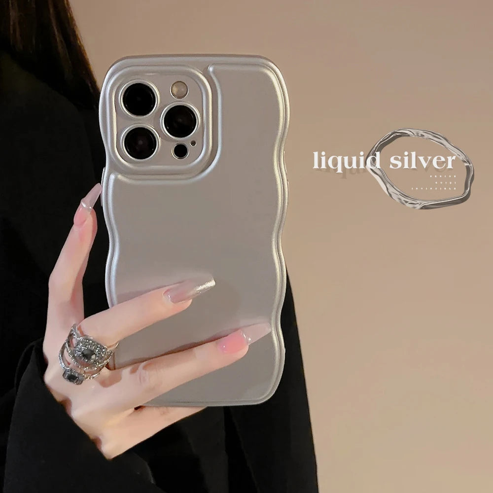 New Men Women Wave Phone Case For iPhone 12 13 14 15 16 Pro Max Shockproof Dissipate Heat Silicone Soft Cases Protective Shell