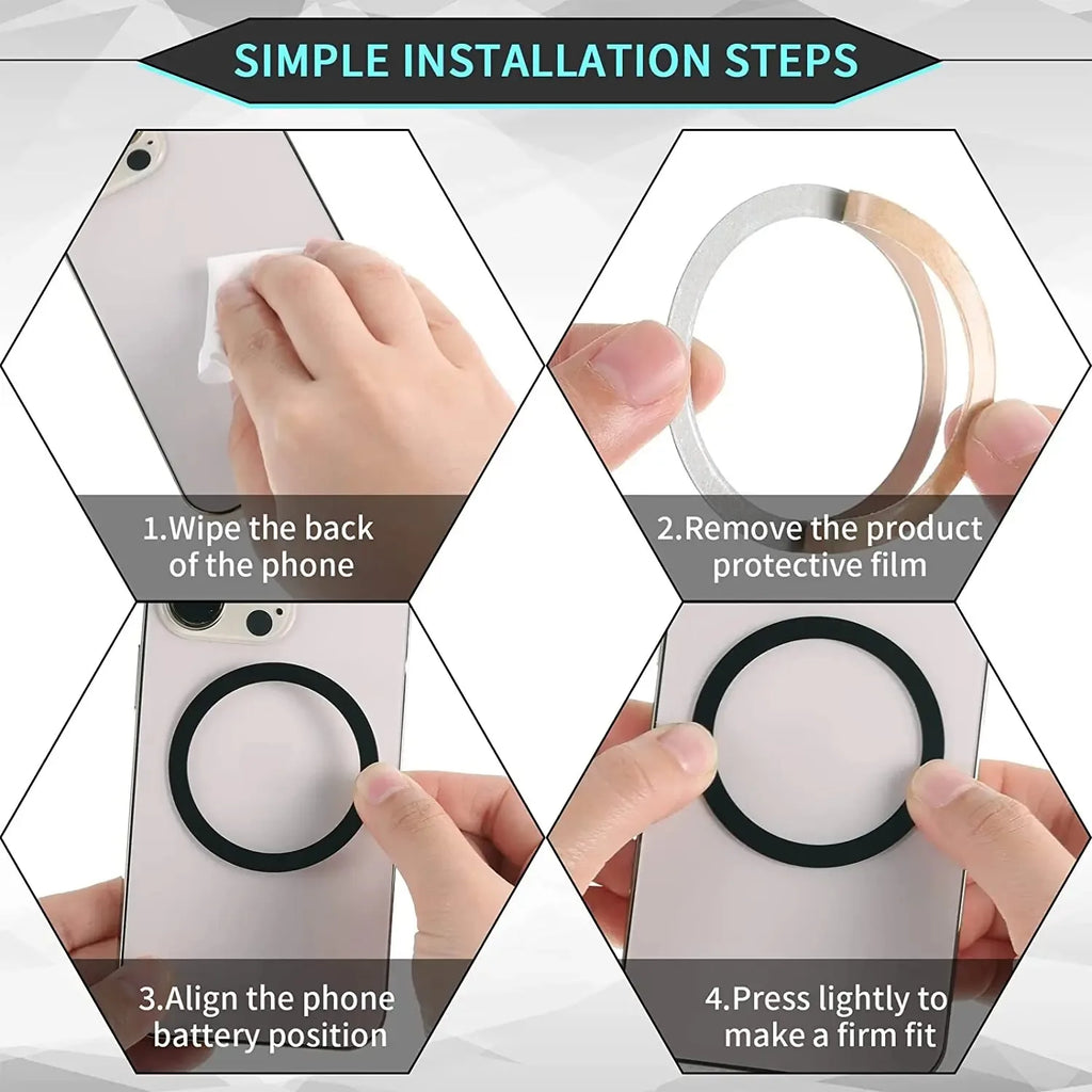 2024 Stainless Steel Universal Magnetic Metal Plate Ring For Magsafe Wireless Charger Iron Sheet Sticker Magnet Car Phone Holder