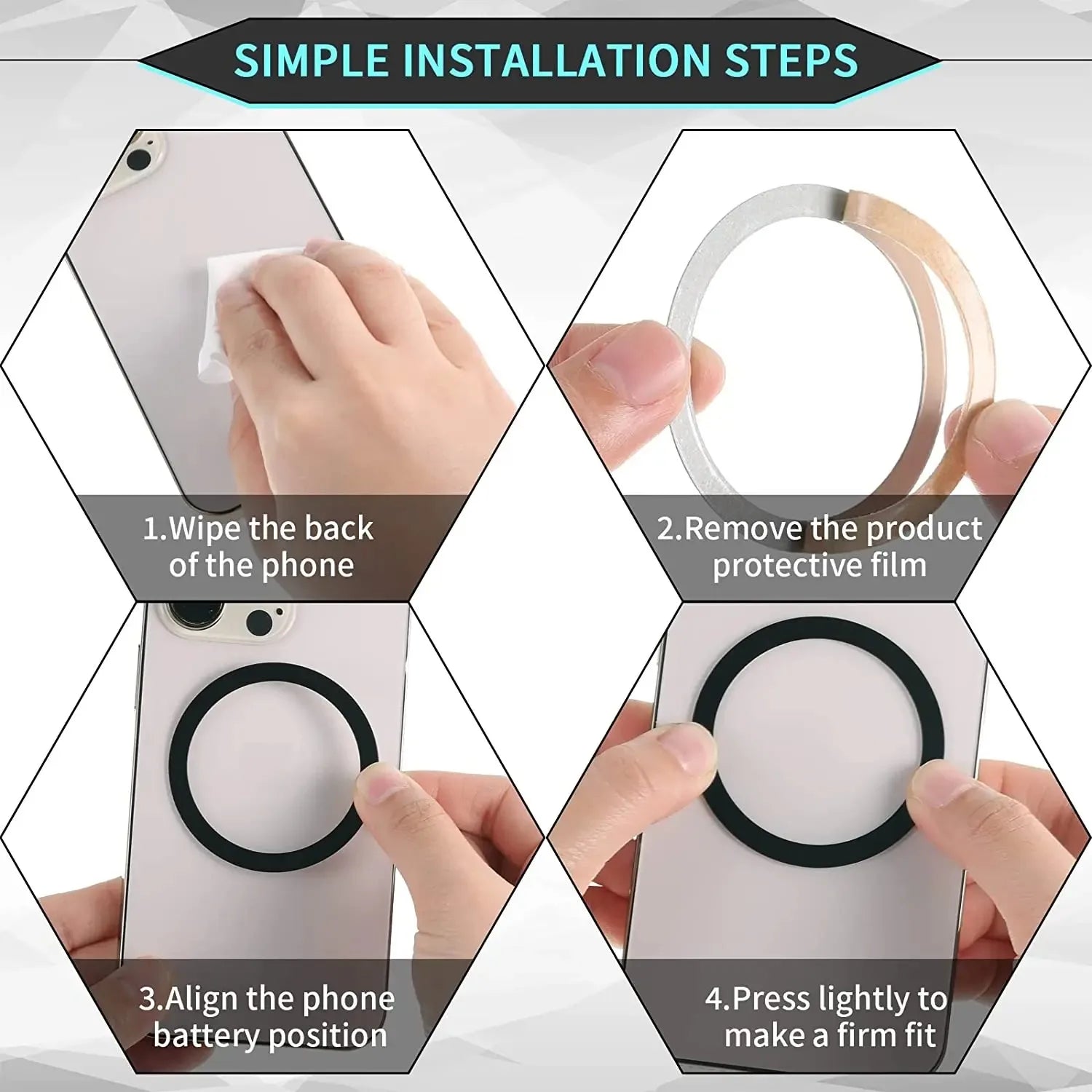 2024 Stainless Steel Universal Magnetic Metal Plate Ring For Magsafe Wireless Charger Iron Sheet Sticker Magnet Car Phone Holder