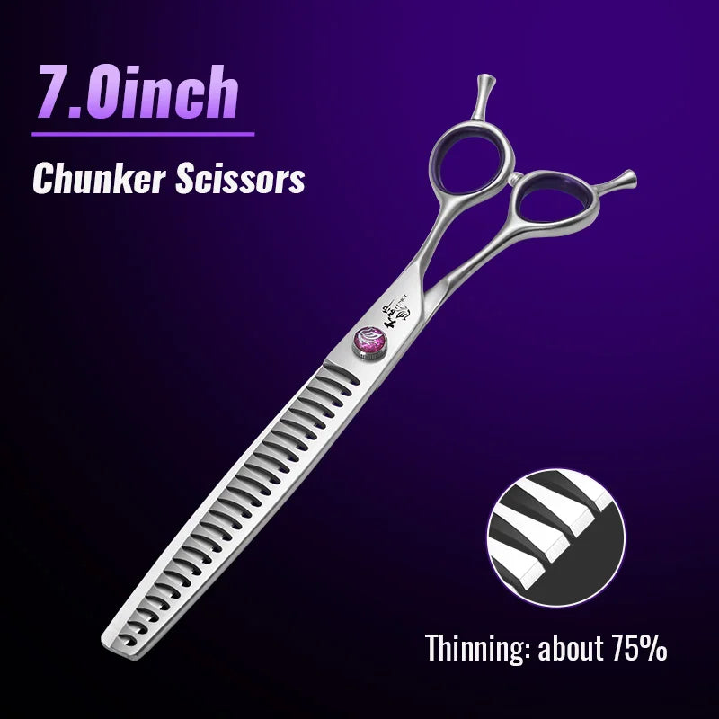 Fenice 7.0/7.5/8.0 inch  Professional Pet Grooming Shears Fishbone Teeth Straight/Curved Chunker Scissors JP440C Groomer Tools