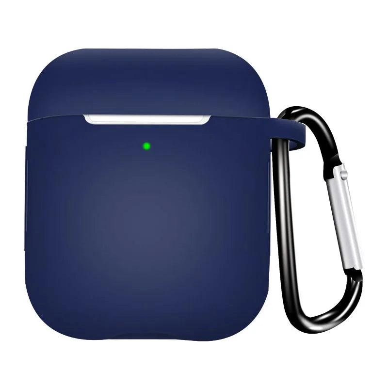 Silicone Earphone Case for AirPods 1/2 Gen Cover Case Wirless Headphones Skin-friendly Earbuds Case with Hook iPhone Case Bag