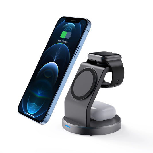 Magnetic Wireless 3in1 Charger Station 15W for Multiple Devices Wireless Charger Stand Charger Dock for Phone Smart Watch And Ea