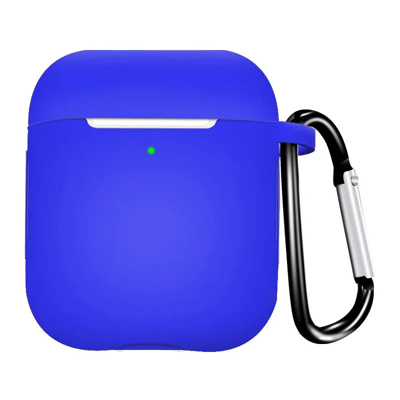 Silicone Earphone Case for AirPods 1/2 Gen Cover Case Wirless Headphones Skin-friendly Earbuds Case with Hook iPhone Case Bag