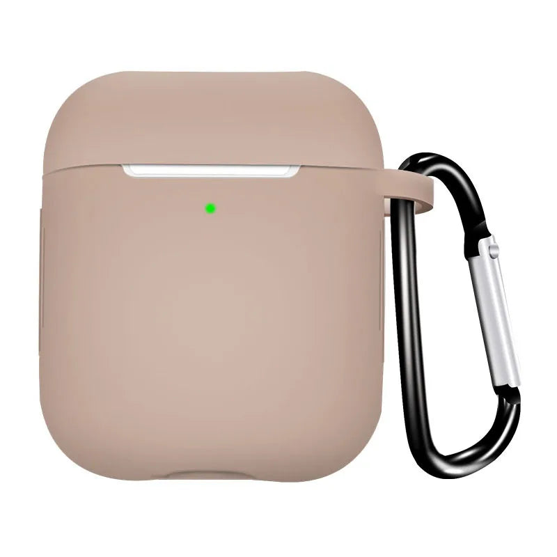 Silicone Earphone Case for AirPods 1/2 Gen Cover Case Wirless Headphones Skin-friendly Earbuds Case with Hook iPhone Case Bag