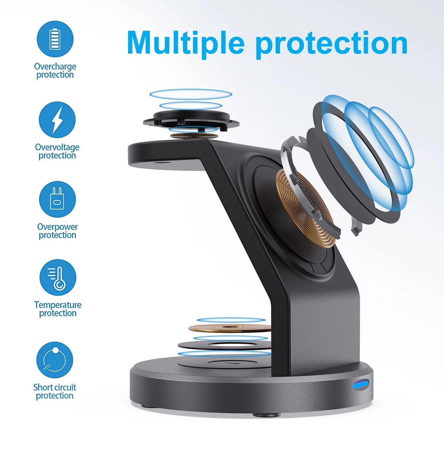 Magnetic Wireless 3in1 Charger Station 15W for Multiple Devices Wireless Charger Stand Charger Dock for Phone Smart Watch And Ea