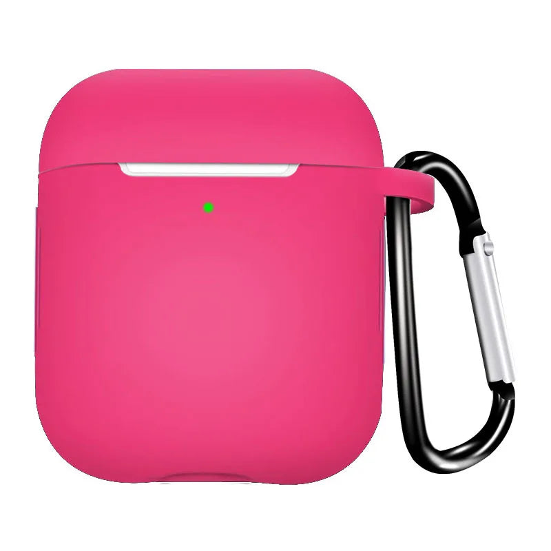 Silicone Earphone Case for AirPods 1/2 Gen Cover Case Wirless Headphones Skin-friendly Earbuds Case with Hook iPhone Case Bag