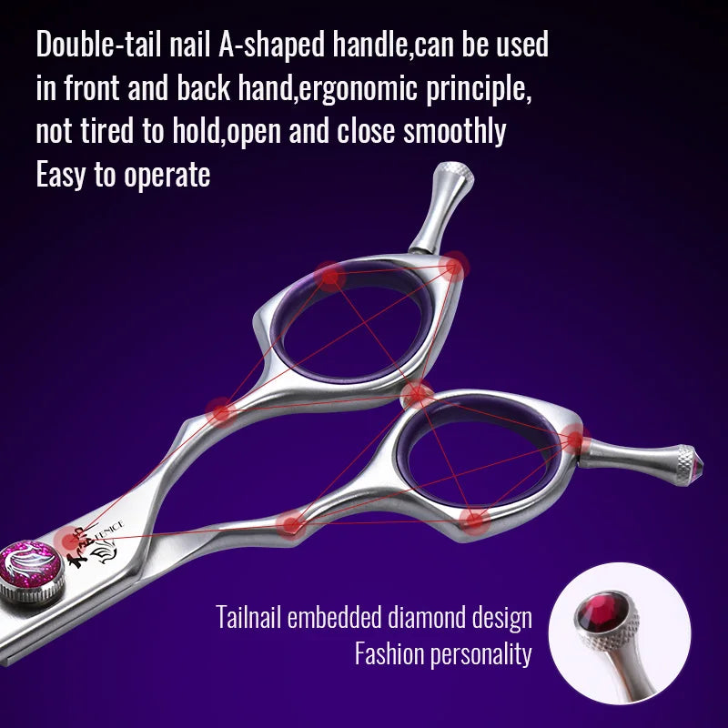 Fenice 7.0/7.5/8.0 inch  Professional Pet Grooming Shears Fishbone Teeth Straight/Curved Chunker Scissors JP440C Groomer Tools