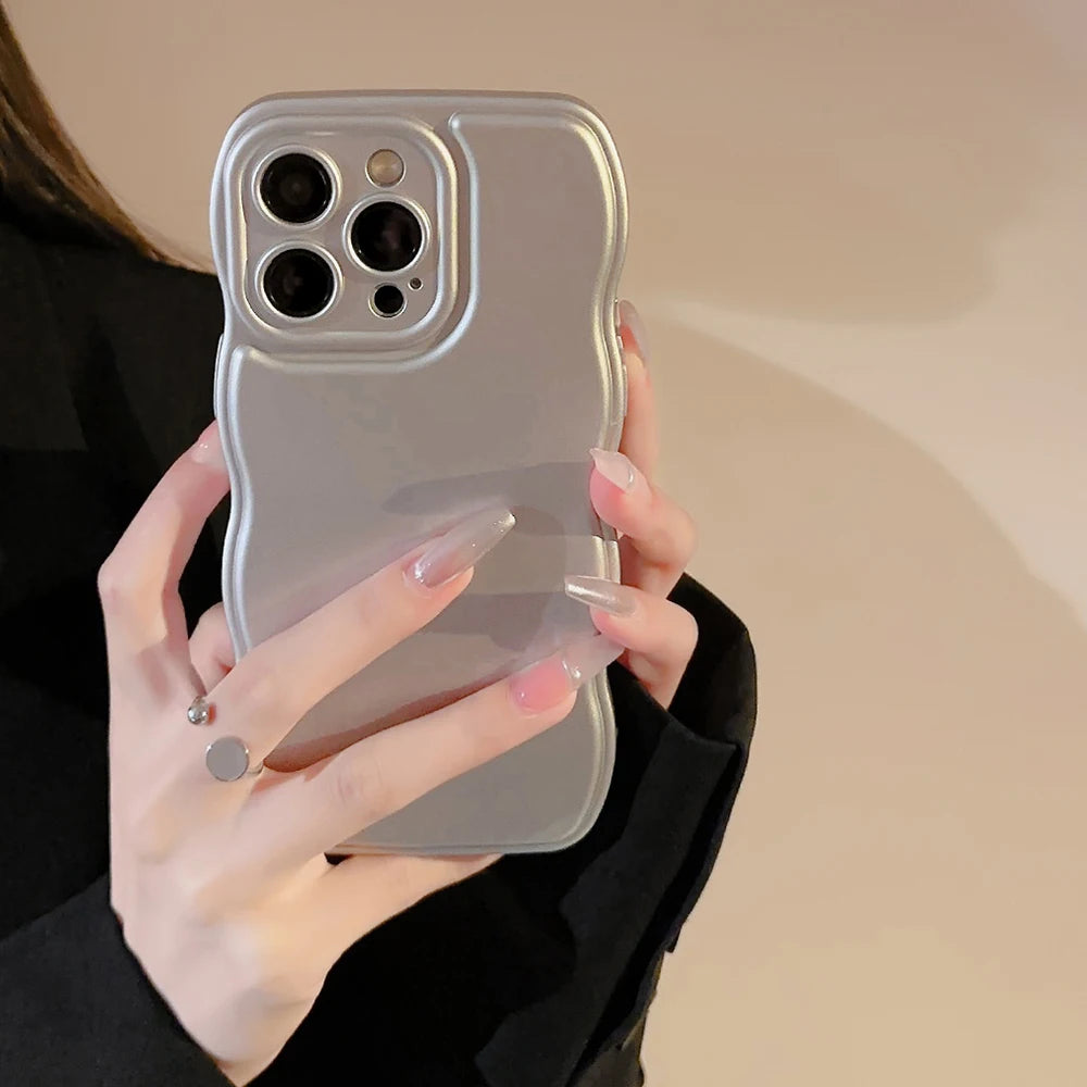 New Men Women Wave Phone Case For iPhone 12 13 14 15 16 Pro Max Shockproof Dissipate Heat Silicone Soft Cases Protective Shell