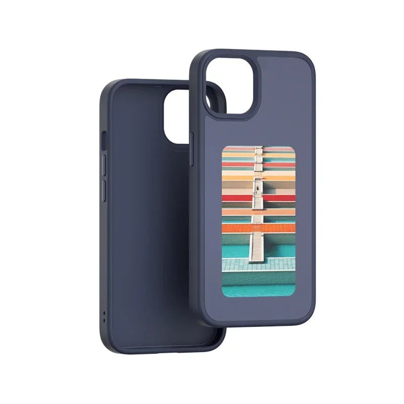 New designer Luxury NFC smart E ink screen Display mobile phone case cover for fundas iphone 15 15Pro 15Pro max DIY cases